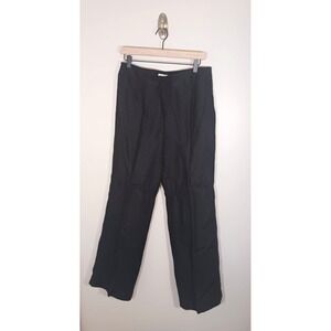 Talbots Black Linen Pants Size 12 Wide Leg Coastal Minimalist Summer Trousers